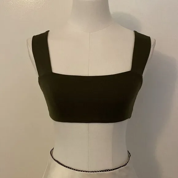 Reformation Dark Olive Green EcoStretch Croptop Bralette Size XS - Picture 3 of 7